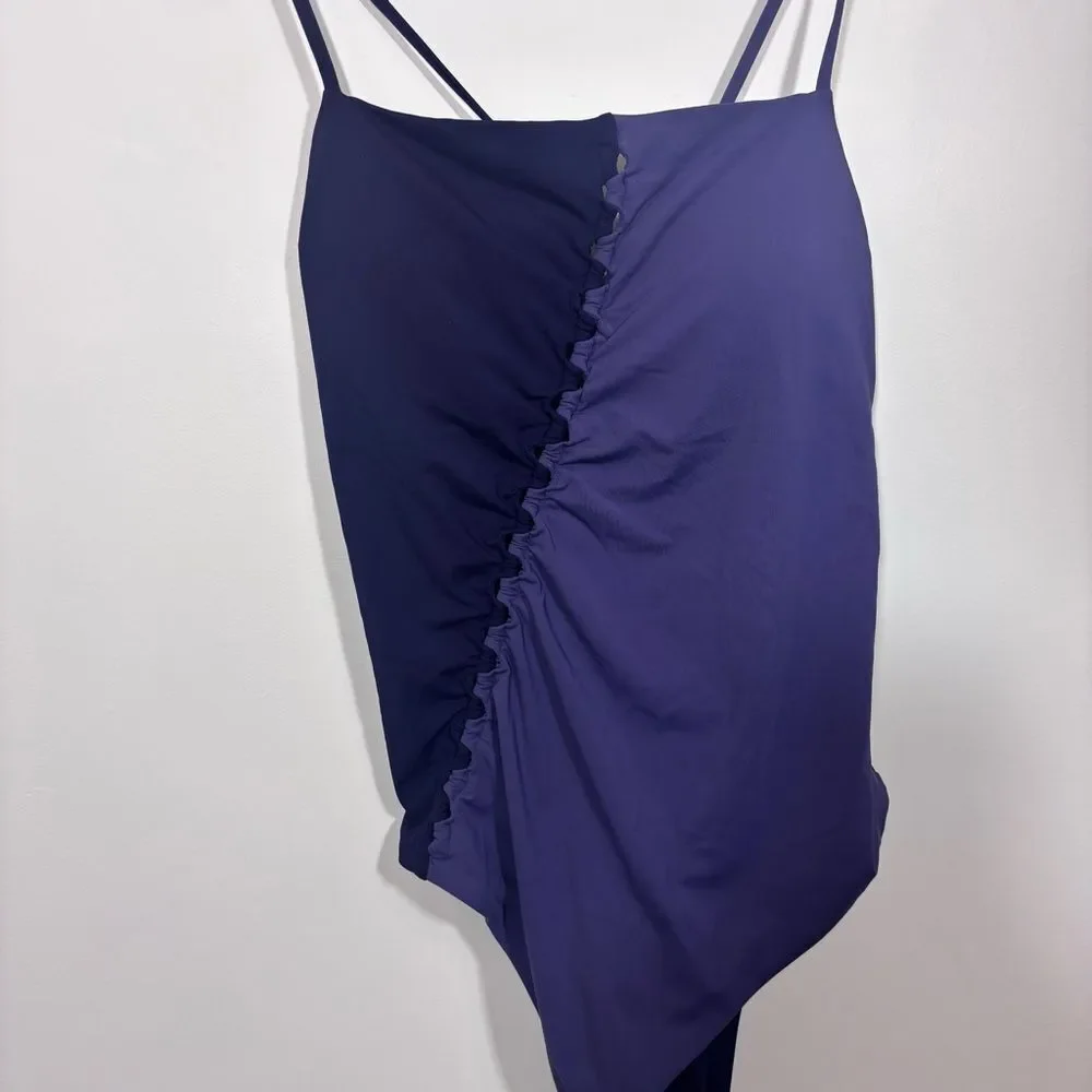 CALIA Women's Looped Apron Neck One Piece NEW with tag Storm Haze Size 16 Swim